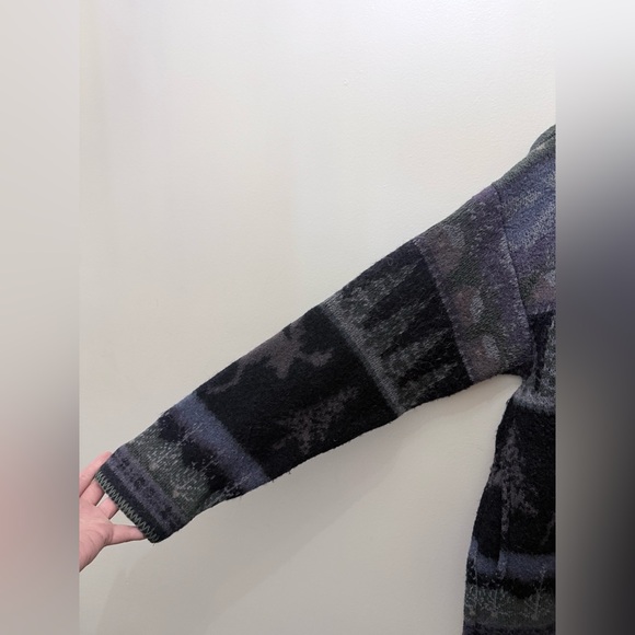 Vintage Alps Wool Cardigan Sweater Purple Moose Cabin Woods FairIsle Cottage XXL - Picture 2 of 7